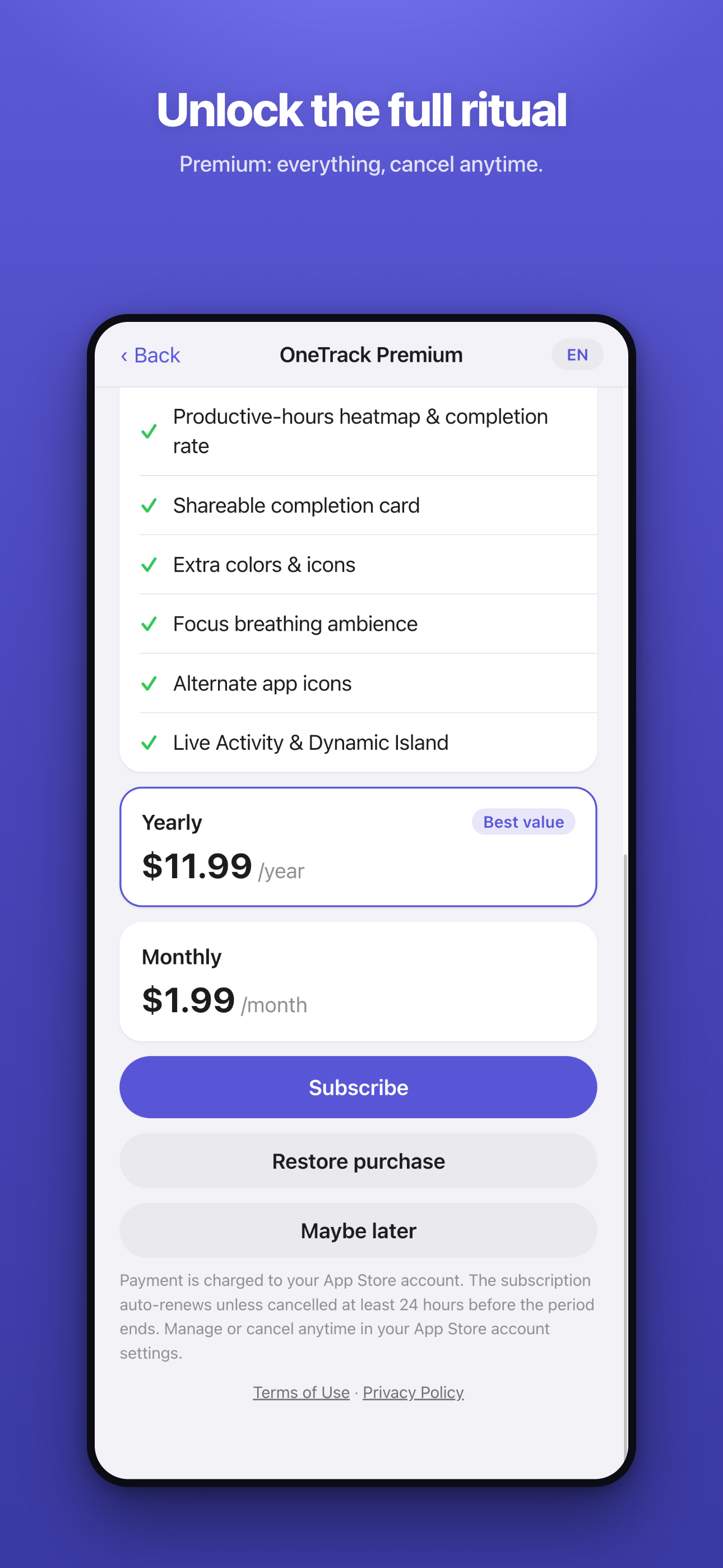 OneTrack — premium